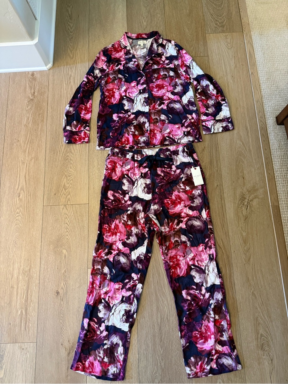 NWT Ted Baker London Painted Bloom Floral Lounge Pajama Set L Soft Cotton Rayon